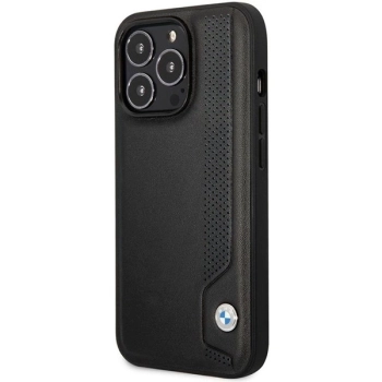 Etui BMW Leather Blue Dots na iPhone 14 Pro - czarne