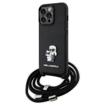 Etui Karl Lagerfeld Crossbody Saffiano Metal Pin Karl&Choupette na iPhone 13 Pro / iPhone 13 - czarne