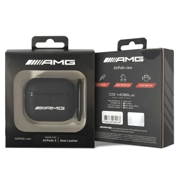 Etui AMG Leather Big Logo na AirPods 3 - czarne