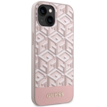 Etui Guess GCube Stripes MagSafe na iPhone 14 Plus - różowe