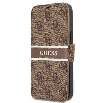 Etui Guess 4G Stripe na iPhone 13 mini - brązowe