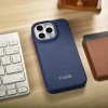 iCarer CE Premium Leather Folio Case skórzane etui iPhone 14 Pro Max z klapką magnetyczne MagSafe niebieski (WMI14220716-BU)