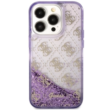 Etui Guess Liquid Glitter 4G Transculent na iPhone 14 Pro - purpurowe