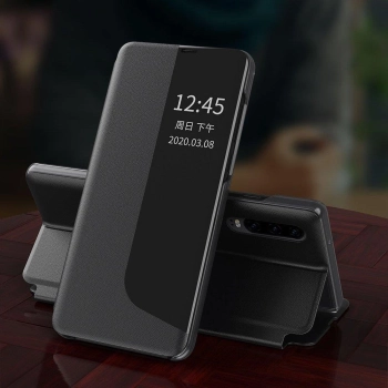 Eco Leather View Case elegancki futerał etui z klapką i funkcją podstawki Huawei P40 Lite E czarny