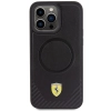 Etui Ferrari Carbon Metal Logo MagSafe na iPhone 15 Pro Max - czarne