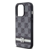 Etui DKNY Leather Checkered Mono Pattern & Printed Stripes na iPhone 14 Pro - czarne