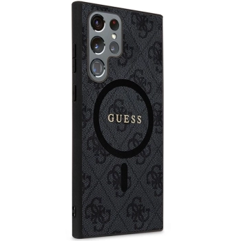 Etui Guess 4G Collection Leather Metal Logo MagSafe na Samsung Galaxy S24 Ultra - czarne