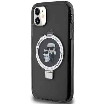 Etui Karl Lagerfeld Ring Stand Karl&Choupettte MagSafe na iPhone 11 / Xr - czarne