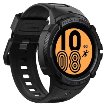 Etui z paskiem Spigen Rugged Armor Pro na Samsung Galaxy Watch 4 / 5 (44 mm) - czarne