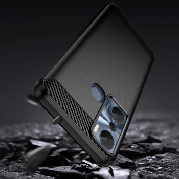 Carbon Case etui do Infinix Hot 20i elastyczny silikonowy karbonowy pokrowiec czarne
