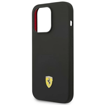 Etui Ferrari Silicone Metal Logo na iPhone 14 Pro - czarne