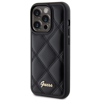 Etui Guess Quilted Metal Logo na iPhone 15 Pro Max - czarne