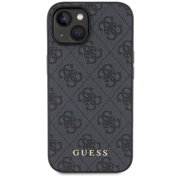 Etui Guess 4G Metal Gold Logo na iPhone 15 Plus - szare