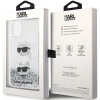 Etui Karl Lagerfeld Liquid Glitter Karl&Choupette Heads na iPhone 11 / Xr - srebrne