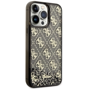 Etui Guess Liquid Glitter 4G Transculent na iPhone 14 Pro Max - czarne