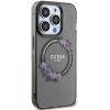 Etui Guess IML Flowers Wreath MagSafe na iPhone 15 Pro - czarne