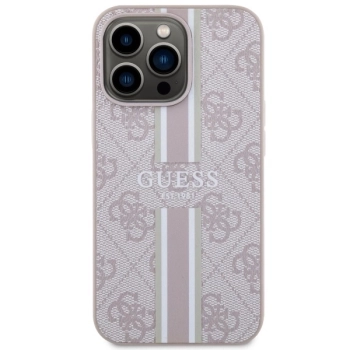 Etui Guess 4G Printed Stripes MagSafe na iPhone 13 Pro / iPhone 13 - różowe