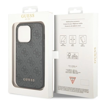 Etui Guess 4G Metal Gold Logo na iPhone 14 Pro - szare