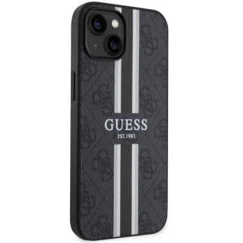 Etui Guess 4G Printed Stripes MagSafe na iPhone 14 - czarne