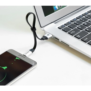 Baseus Nimble płaski kabel przewód USB / USB-C z uchwytem 2A 0,23M czarny (CATMBJ-01)