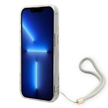 Etui Guess Flower Strap na iPhone 14 - fioletowe
