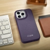 iCarer CE Premium Leather Folio Case skórzane etui iPhone 14 Pro z klapką magnetyczne MagSafe ciemnofioletowy (WMI14220714-DP)