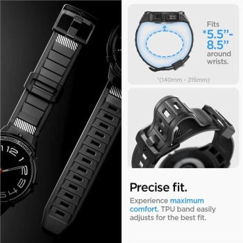 Etui z paskiem Spigen Rugged Armor Pro na Samsung Galaxy Watch 6 Classic (43 mm) - czarne