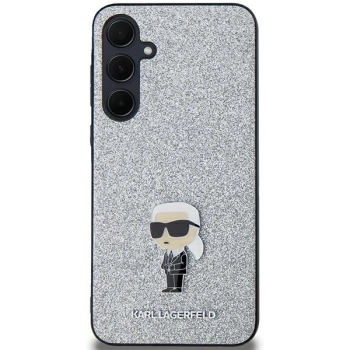 Etui Karl Lagerfeld Fixed Glitter Ikonik Logo Metal Pin na Samsung Galaxy A55 - srebrne