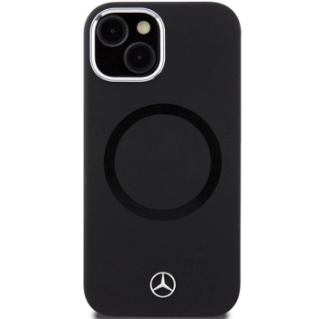 Etui Mercedes Silicone Bicolor MagSafe na iPhone 15 - czarne