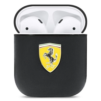 Etui Ferrari On Track Leather na AirPods 1/2 - czarne