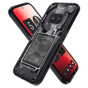 Etui Spigen Ultra Hybrid na Nothing Phone 2A - ciemnoszare (wzór Zero One)