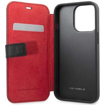 Etui Ferrari Leather Curved Line na iPhone 13 Pro - czarne