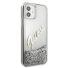 Etui Guess Glitter Vintage Script na iPhone 12 mini - srebrne