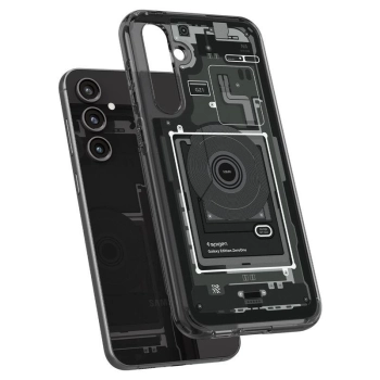 Etui Spigen Ultra Hybrid na Samsung Galaxy S23 FE - ciemnoszare (wzór Zero One)