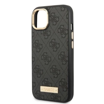 Etui Guess 4G Logo Plate MagSafe na iPhone 13 - czarne