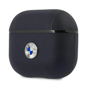 Etui BMW Genuine Leather Silver Logo na AirPods 3 - granatowe