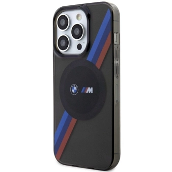 Etui BMW Tricolor Stripes MagSafe na iPhone 14 Pro - szare
