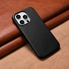 iCarer Case Leather pokrowiec etui z naturalnej skóry do iPhone 14 Pro Max czarny (WMI14220708-BK) (kompatybilne z MagSafe)