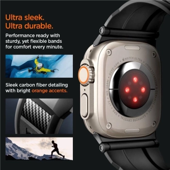 Pasek Spigen Rugged Band na Apple Watch 4/5/6/7/8/9/SE/Ultra 1/2 (42/44/45/49mm) - czarny mat
