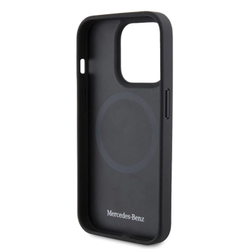 Etui Mercedes Leather&Alu MagSafe na iPhone 15 Pro Max - srebrne
