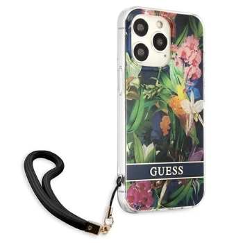 Etui Guess Flower Strap na iPhone 13 Pro Max - niebieskie
