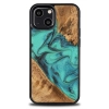Etui z drewna i żywicy na iPhone 13 Mini Bewood Unique Turquoise - turkusowo-czarne