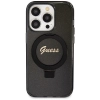 Etui Guess Ring Stand Script Glitter MagSafe na iPhone 13 Pro Max - czarne