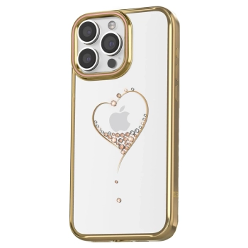 Etui silikonowe z kryształami Swarovski Kingxbar Wish Series do iPhone 15 Pro Max - złote