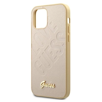 Etui Guess Iridescent Love Script Gold Logo na iPhone 12 Pro Max - złote
