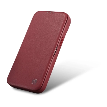 iCarer CE Premium Leather Folio Case skórzane etui iPhone 14 Plus z klapką magnetyczne MagSafe czerwony (WMI14220715-RD)