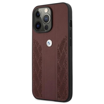 Etui BMW Leather Curve Perforate na iPhone 13 Pro Max - czerwone