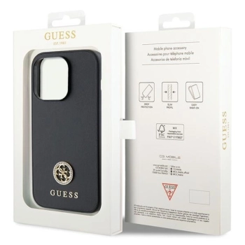 Etui Guess Strass Metal Logo do iPhone 15 Pro Max - czarne