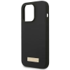 Etui Guess Silicone Logo Plate MagSafe na iPhone 14 Pro Max - czarne