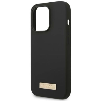 Etui Guess Silicone Logo Plate MagSafe na iPhone 14 Pro Max - czarne